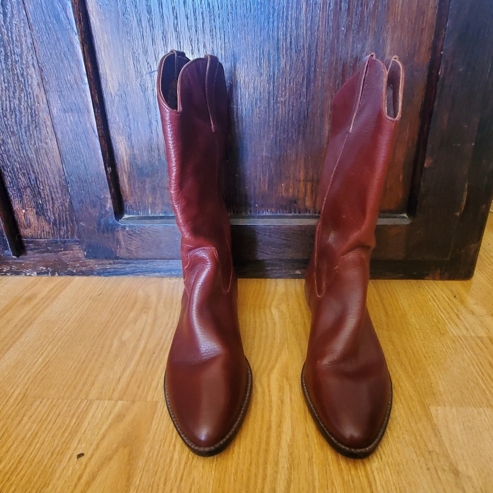 Rich Burgundy Leather Western Boots
